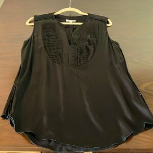Black tank tuxedo style top by Equipment Femme. Size large.